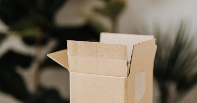 Storage Table - Cardboard box on table in room with plants