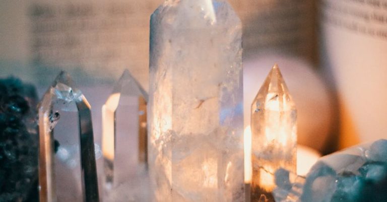 Table Shapes - Crystals on Wooden Table