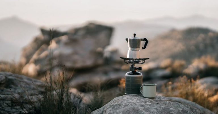 Brewing Coffee - Coffee Brewing on a Camping Stove