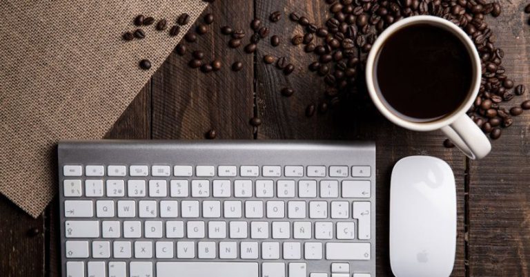 Coffee Roasts - Flat Lay Photography of Apple Magic Keyboard, Mouse, and Mug Filled With Coffee Beside Beans